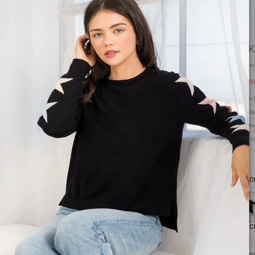 NWT - THML Star Sleeve Knit Top - Picture 3 of 6